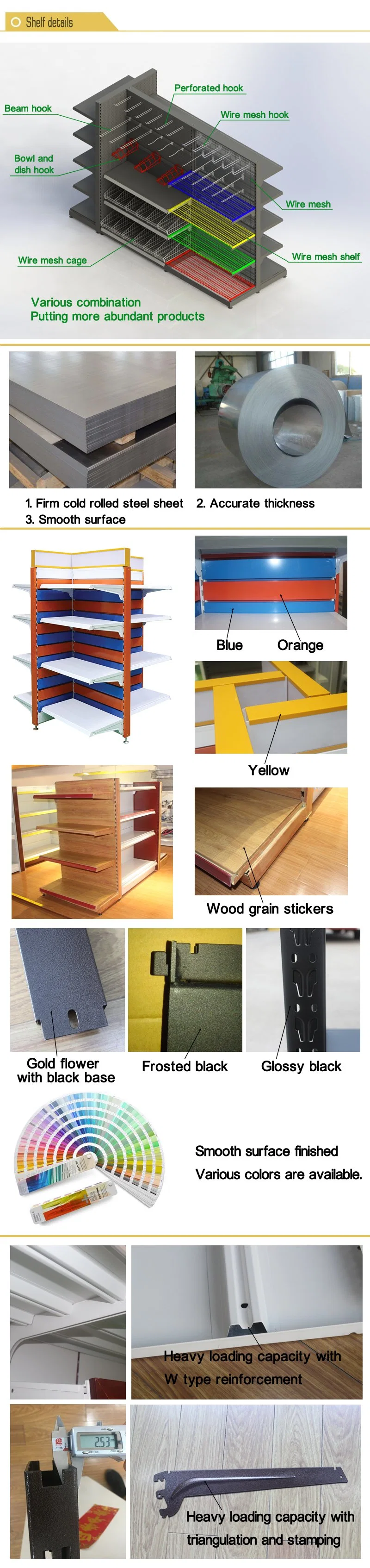 Durable Heavy Duty Double Sides Supermarket Display Shelf