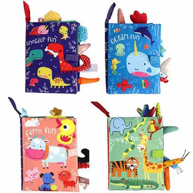 2022 New Develop Colorful Cartoon Printed Baby Plush Soft Book with Free Sample